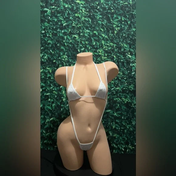 White Slingshot Exotic Dancewear Stripper Outfit - Picture 1 of 9